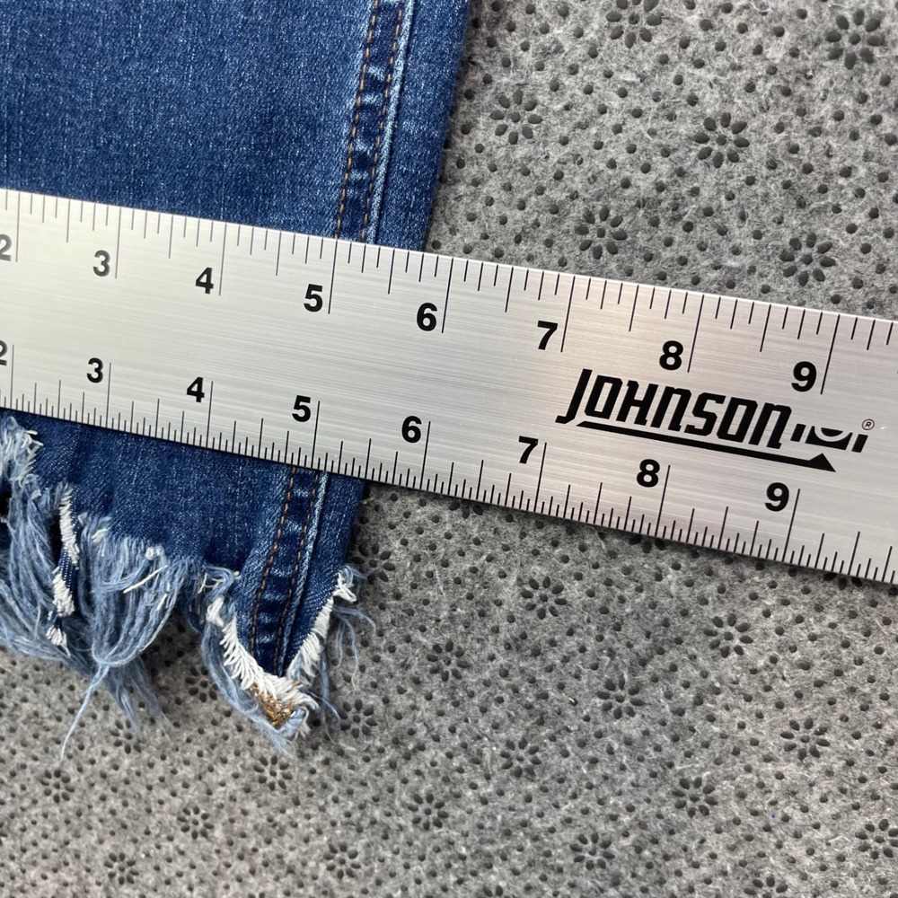 Free People Distressed Fringe Hem Skinny Jeans Medium Wash Blue W28 L24 - Picture 9 of 11